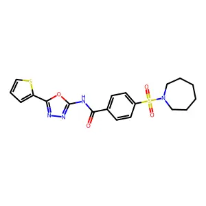 4-(azepan-1-ylsulfonyl)-N-(5-(thiophen-2-yl)-1,3,4-oxadiazol-2-yl)benzamide structure