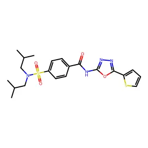 4-(N,N-diisobutylsulfamoyl)-N-(5-(thiophen-2-yl)-1,3,4-oxadiazol-2-yl)benzamide structure