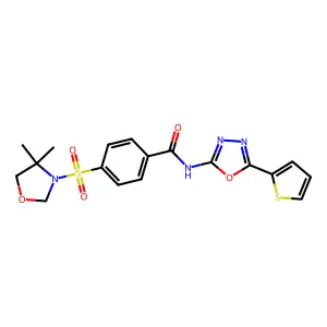 4-((4,4-dimethyloxazolidin-3-yl)sulfonyl)-N-(5-(thiophen-2-yl)-1,3,4-oxadiazol-2-yl)benzamide structure
