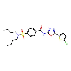N-[5-(5-chlorothiophen-2-yl)-1,3,4-oxadiazol-2-yl]-4-(dibutylsulfamoyl)benzamide structure