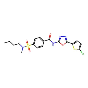 4-[butyl(methyl)sulfamoyl]-N-[5-(5-chlorothiophen-2-yl)-1,3,4-oxadiazol-2-yl]benzamide structure