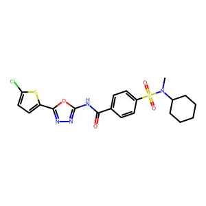 N-[5-(5-chlorothiophen-2-yl)-1,3,4-oxadiazol-2-yl]-4-[cyclohexyl(methyl)sulfamoyl]benzamide structure