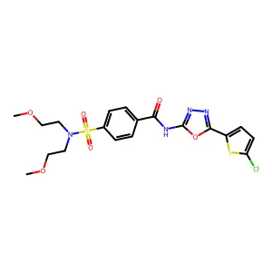4-[bis(2-methoxyethyl)sulfamoyl]-N-[5-(5-chlorothiophen-2-yl)-1,3,4-oxadiazol-2-yl]benzamide structure