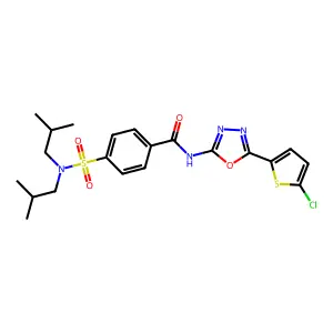 4-[bis(2-methylpropyl)sulfamoyl]-N-[5-(5-chlorothiophen-2-yl)-1,3,4-oxadiazol-2-yl]benzamide structure