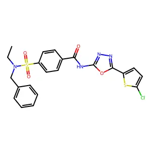 4-[benzyl(ethyl)sulfamoyl]-N-[5-(5-chlorothiophen-2-yl)-1,3,4-oxadiazol-2-yl]benzamide structure