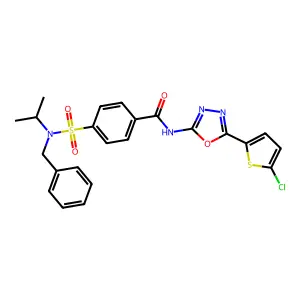4-[benzyl(propan-2-yl)sulfamoyl]-N-[5-(5-chlorothiophen-2-yl)-1,3,4-oxadiazol-2-yl]benzamide structure