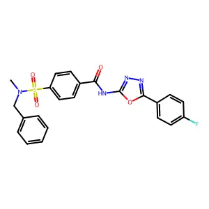 4-[benzyl(methyl)sulfamoyl]-N-[5-(4-fluorophenyl)-1,3,4-oxadiazol-2-yl]benzamide structure