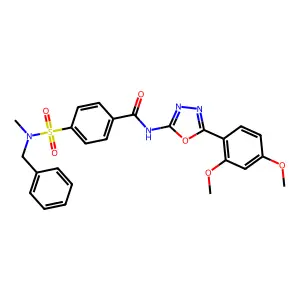 4-[benzyl(methyl)sulfamoyl]-N-[5-(2,4-dimethoxyphenyl)-1,3,4-oxadiazol-2-yl]benzamide structure