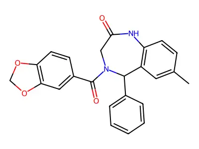 4-(1,3-benzodioxole-5-carbonyl)-7-methyl-5-phenyl-3,5-dihydro-1H-1,4-benzodiazepin-2-one structure