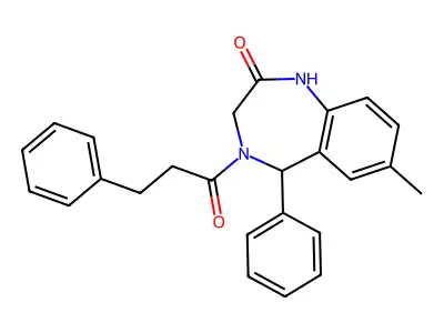7-methyl-5-phenyl-4-(3-phenylpropanoyl)-3,5-dihydro-1H-1,4-benzodiazepin-2-one structure