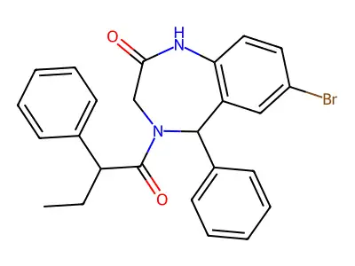 7-bromo-5-phenyl-4-(2-phenylbutanoyl)-3,5-dihydro-1H-1,4-benzodiazepin-2-one structure