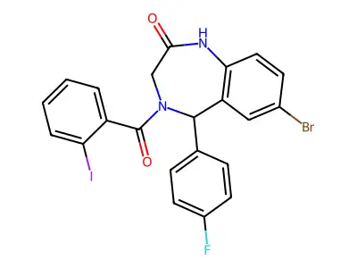 7-Bromo-5-(4-fluorophenyl)-4-(2-iodobenzoyl)-1,3,4,5-tetrahydro-2H-benzo[e][1,4]diazepin-2-one structure