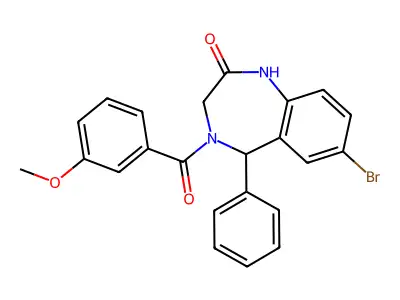 7-bromo-4-(3-methoxybenzoyl)-5-phenyl-2,3,4,5-tetrahydro-1H-1,4-benzodiazepin-2-one structure
