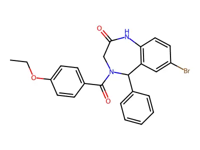 7-bromo-4-(4-ethoxybenzoyl)-5-phenyl-3,5-dihydro-1H-1,4-benzodiazepin-2-one structure