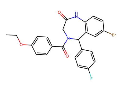 7-bromo-4-(4-ethoxybenzoyl)-5-(4-fluorophenyl)-2,3,4,5-tetrahydro-1H-1,4-benzodiazepin-2-one structure