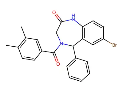 7-bromo-4-(3,4-dimethylbenzoyl)-5-phenyl-2,3,4,5-tetrahydro-1H-1,4-benzodiazepin-2-one structure