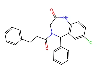 7-chloro-5-phenyl-4-(3-phenylpropanoyl)-2,3,4,5-tetrahydro-1H-1,4-benzodiazepin-2-one structure