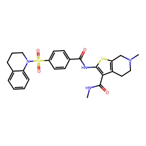 2-[[4-(3,4-dihydro-2H-quinolin-1-ylsulfonyl)benzoyl]amino]-N,6-dimethyl-5,7-dihydro-4H-thieno[2,3-c]pyridine-3-carboxamide structure