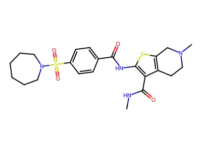2-(4-(azepan-1-ylsulfonyl)benzamido)-N,6-dimethyl-4,5,6,7-tetrahydrothieno[2,3-c]pyridine-3-carboxamide structure