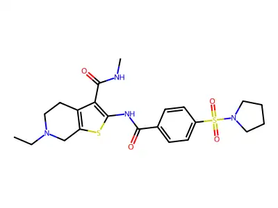 6-ethyl-N-methyl-2-(4-(pyrrolidin-1-ylsulfonyl)benzamido)-4,5,6,7-tetrahydrothieno[2,3-c]pyridine-3-carboxamide structure