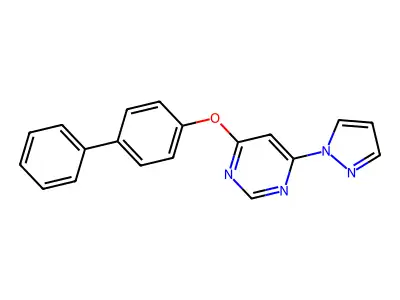 4-(4-Phenylphenoxy)-6-pyrazol-1-ylpyrimidine structure