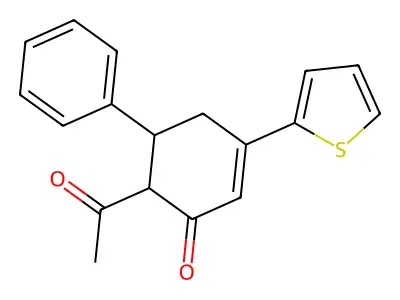 2-Acetyl-5-(thiophen-2-yl)-1,6-dihydro[1,1'-biphenyl]-3(2H)-one structure