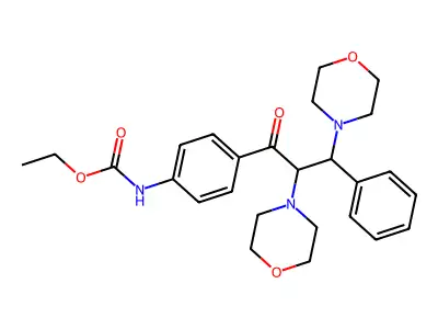 Ethyl {4-[2,3-bis(morpholin-4-yl)-3-phenylpropanoyl]phenyl}carbamate structure