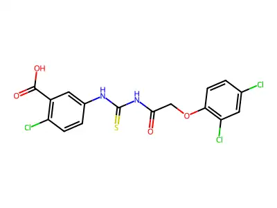 2-chloro-5-[[2-(2,4-dichlorophenoxy)acetyl]carbamothioylamino]benzoic acid structure