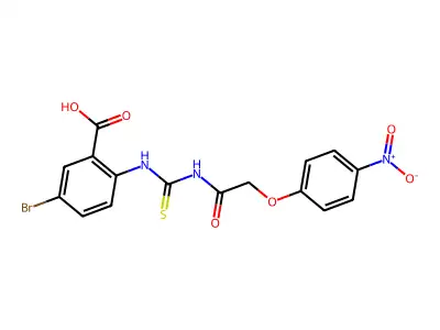 5-Bromo-2-[[[[(4-nitrophenoxy)acetyl]amino]thioxomethyl]amino]-benzoic acid structure