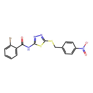 2-bromo-N-[5-[(4-nitrophenyl)methylsulfanyl]-1,3,4-thiadiazol-2-yl]benzamide structure