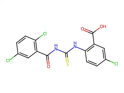 5-Chloro-2-[[[(2,5-dichlorobenzoyl)amino]thioxomethyl]amino]-benzoic acid structure