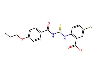 5-Bromo-2-[[[(4-propoxybenzoyl)amino]thioxomethyl]amino]-benzoic acid structure