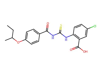 5-Chloro-2-[[[[4-(1-methylpropoxy)benzoyl]amino]thioxomethyl]amino]-benzoic acid structure