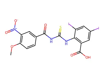 3,5-Diiodo-2-[(4-methoxy-3-nitrobenzoyl)carbamothioylamino]benzoic acid structure