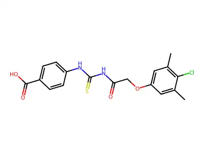 4-[[2-(4-Chloro-3,5-dimethylphenoxy)acetyl]carbamothioylamino]benzoic acid structure