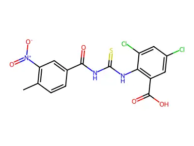 3,5-dichloro-2-[(4-methyl-3-nitro-benzoyl)thiocarbamoylamino]benzoic Acid structure