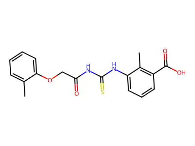 2-Methyl-3-[[2-(2-methylphenoxy)acetyl]carbamothioylamino]benzoic acid structure