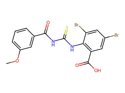 3,5-Dibromo-2-[[[(3-methoxybenzoyl)amino]thioxomethyl]amino]-benzoic acid structure