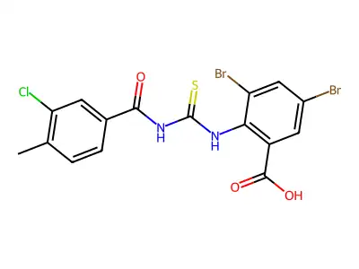 3,5-dibromo-2-[(3-chloro-4-methyl-benzoyl)thiocarbamoylamino]benzoic Acid structure
