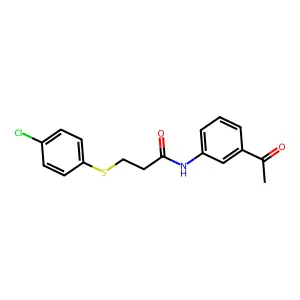 N-(3-acetylphenyl)-3-[(4-chlorophenyl)sulfanyl]propanamide structure