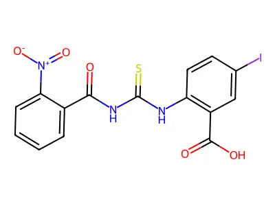 5-Iodo-2-[[[(2-nitrobenzoyl)amino]thioxomethyl]amino]-benzoic acid structure