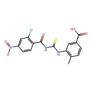3-({[(2-Chloro-4-nitrobenzoyl)amino]carbonothioyl}amino)-4-methylbenzoic acid structure