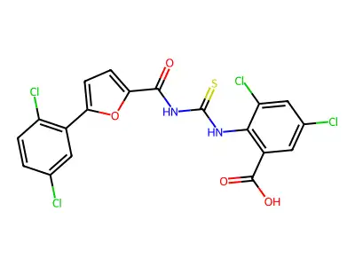 3,5-DICHLORO-2-[[[[[5- -2-FURANYL]CARBONYL]AMINO]THIOXOMETHYL]AMINO]-BENZOICACID structure