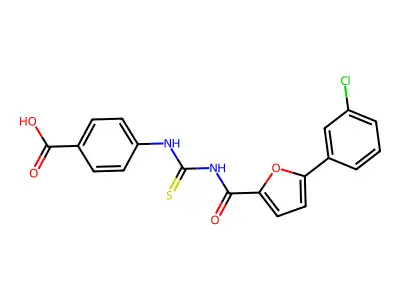 4-[[5-(3-Chlorophenyl)furan-2-carbonyl]carbamothioylamino]benzoic acid structure