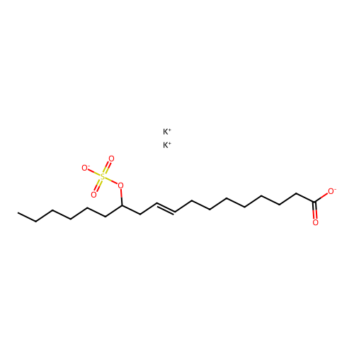 Dipotassium 12-sulfato-9-octadecenoate structure