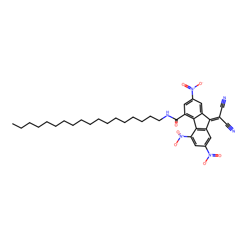 9-(dicyanomethylene)-2,5,7-trinitro-N-octadecyl-9H-fluorene-4-carboxamide structure