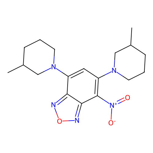 5,7-Bis(3-methylpiperidin-1-yl)-4-nitro-2,1,3-benzoxadiazole structure