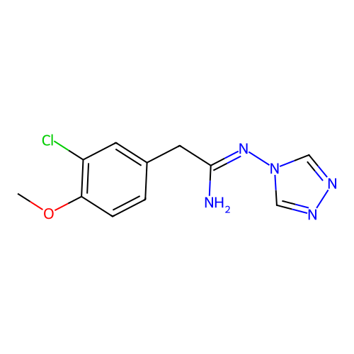 (1Z)-2-(3-chloro-4-methoxyphenyl)-N'-(4H-1,2,4-triazol-4-yl)ethanimidamide structure