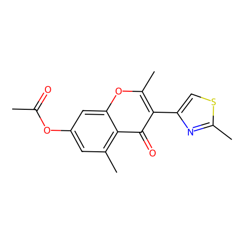 2,5-dimethyl-3-(2-methylthiazol-4-yl)-4-oxo-4H-chromen-7-yl acetate structure