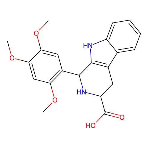 1-(2,4,5-trimethoxyphenyl)-2,3,4,9-tetrahydro-1H-pyrido[3,4-b]indole-3-carboxylic acid structure